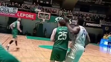 ویدیو| پرتاب پژمان تفرجی تیم بسکتبال یونانی را از سقوط نجات داد